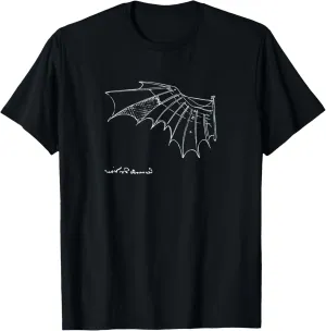 Leonardo Da Vinci Flying T Shirt, Artwork Sketch T-Shirt
