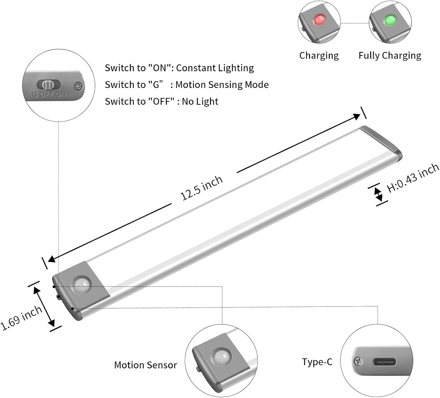 LEPOTEC 54 LED Under Counter Lighting, Motion Kitchen Cabinet Light, Battery Operated Closet Lights, Rechargeable Wireless Camper Caravan Night Light,Warm White (2 Pack)