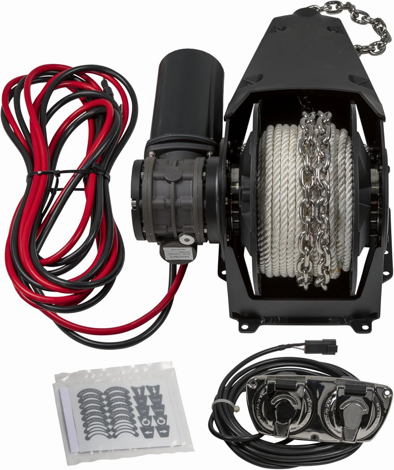 Lewmar Venta Pontoon Anchor Winch, 220 lb. Load Capacity, 92' 3-Strand Rope, 6' Setting Chain, IP66 Rated 400w Motor, Slackline Sensor Cut Off Switch, 88 lb. Ground Tackle, 12V Supply - 69001139