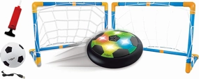 Lexibook Aerofoot, Hovercraft Football Disc, 2 Goals, Pump and Inflatable Ball Included, Slides Easy, Fast and Dynamic, Light Effects, Anti-Shock Foam Edges, Rechargeable, JG981