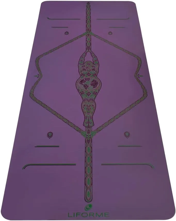Liforme Printed Yoga Mat Collection - Free Yoga Bag Included - Patented Alignment System, Warrior-like Grip, Non-Slip, Eco-friendly, Sweat-resistant, Long, Wide and Thick for Comfort