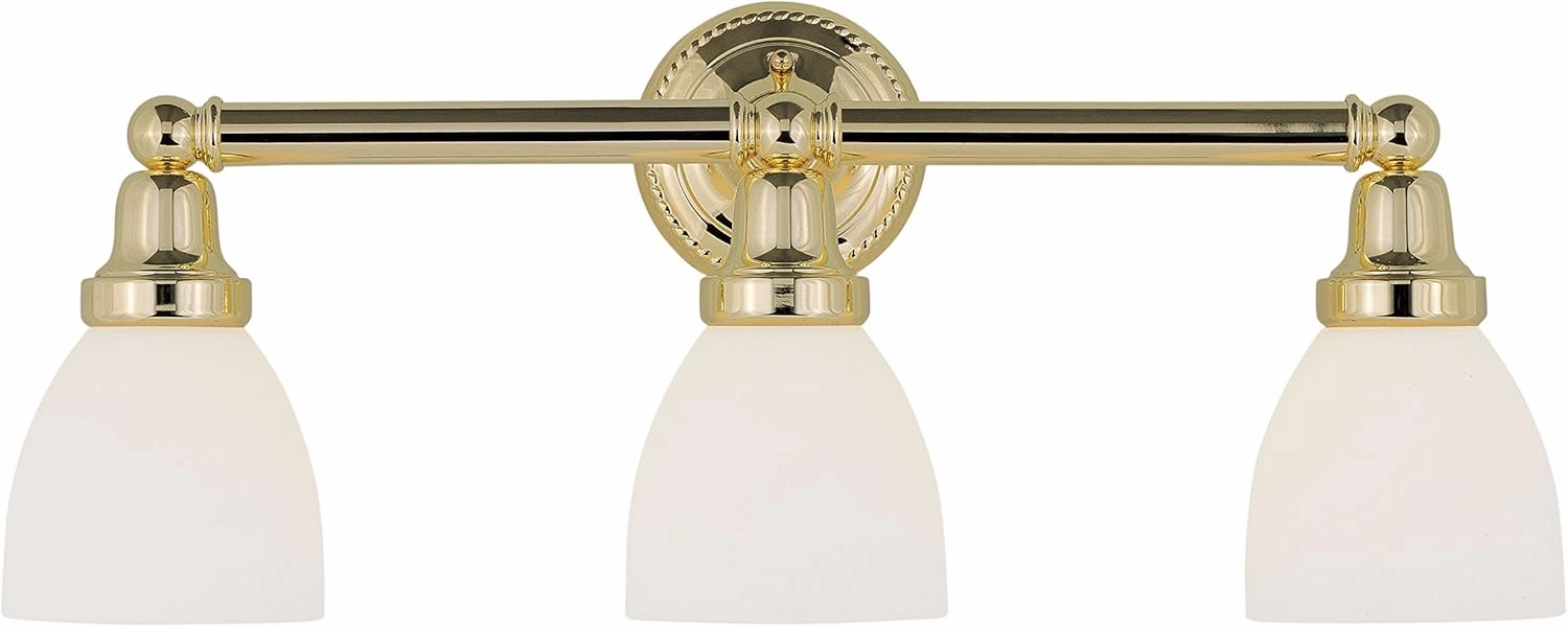 Livex Lighting 1023-02 Classic 3-Light Bath Light, Polished Brass, 24.25 x 6.5 x 10