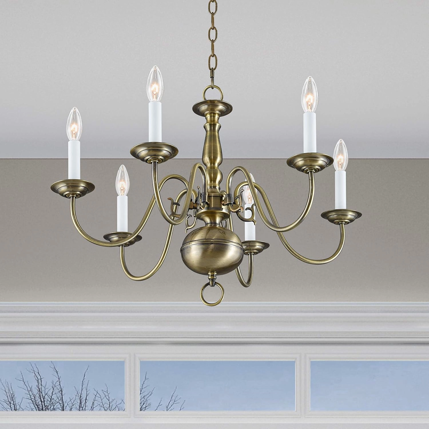 Livex Lighting 5006-01 Williamsburg 6 Light Antique Brass Chandelier