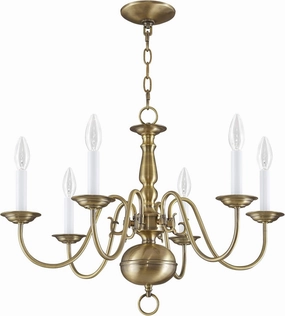 Livex Lighting 5006-01 Williamsburg 6 Light Antique Brass Chandelier