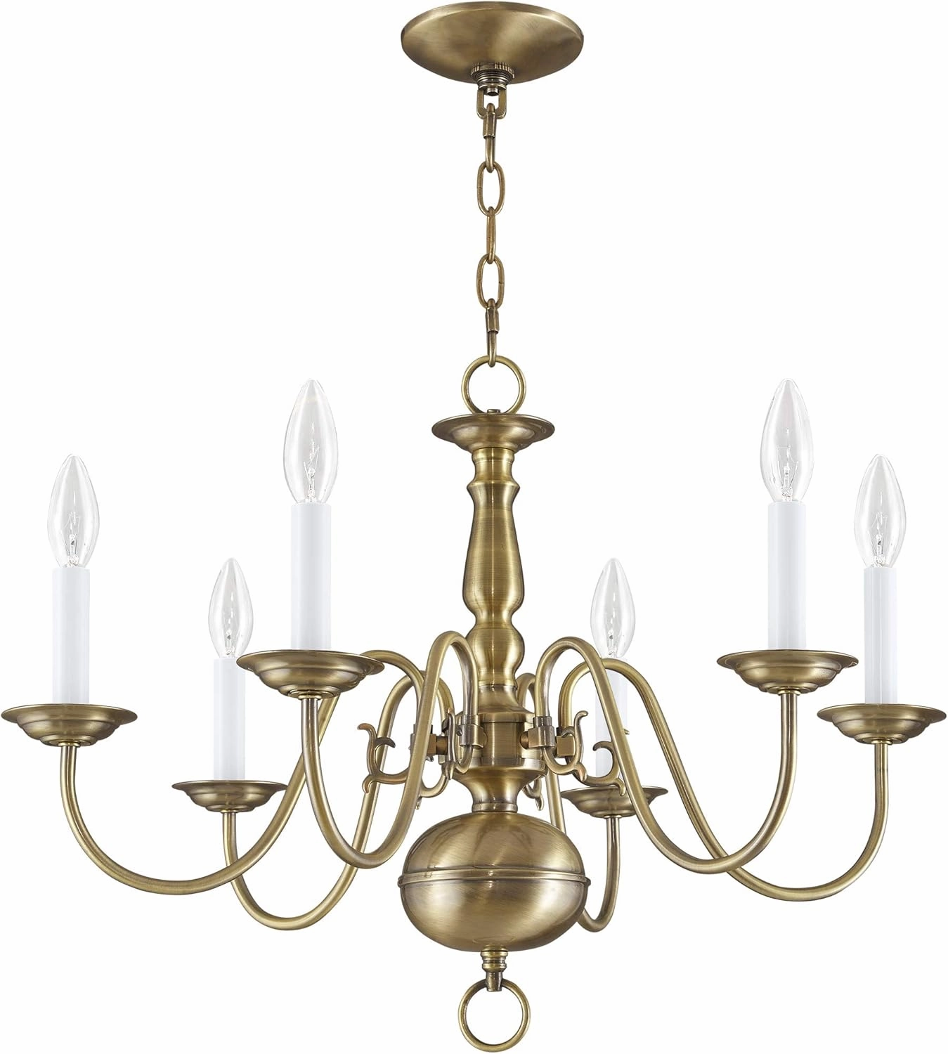 Livex Lighting 5006-01 Williamsburg 6 Light Antique Brass Chandelier