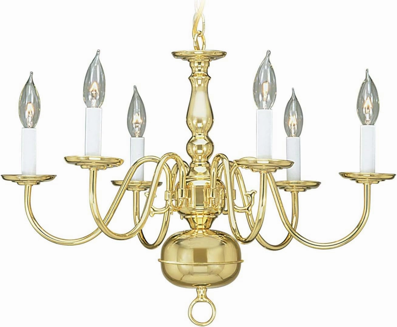 Livex Lighting 5006-02 Williamsburg 6 Light Polished Brass Chandelier