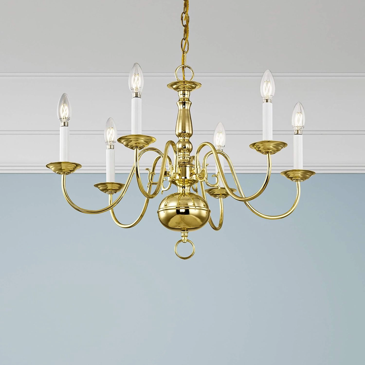 Livex Lighting 5006-02 Williamsburg 6 Light Polished Brass Chandelier