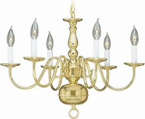 Livex Lighting 5006-02 Williamsburg 6 Light Polished Brass Chandelier