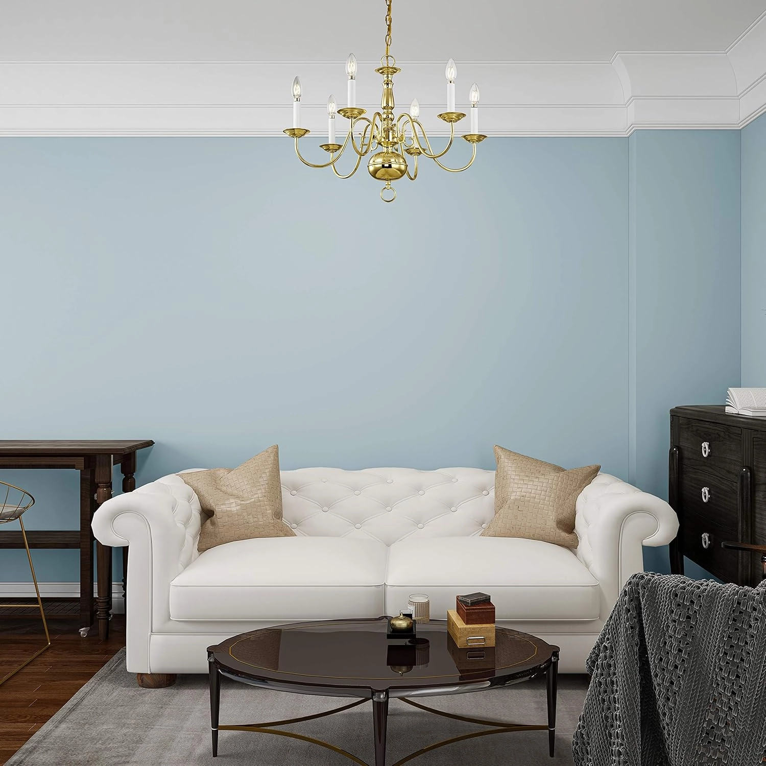 Livex Lighting 5006-02 Williamsburg 6 Light Polished Brass Chandelier