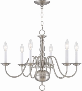 Livex Lighting 5006-91 Williamsburgh 6 Light Brushed Nickel Chandelier,18Hx24W,5006-91
