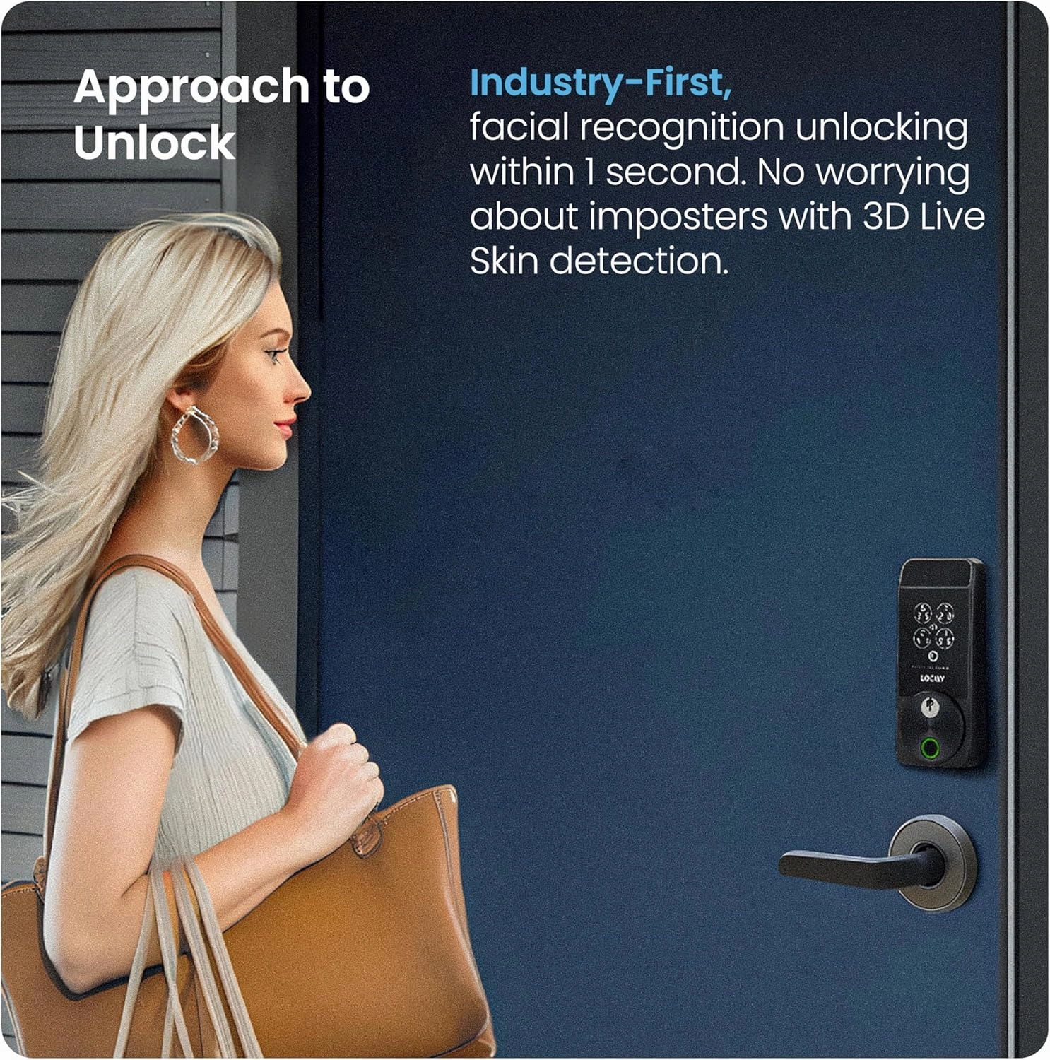 Lockly Visage Zeno Series Smart Lock, Facial Recognition & Fingerprint Keyless Entry Door Lock, Built-in Wi-Fi Deadbolt with Apple Home Key, PIN Genie Keypad, App Remote Control, Easy Installation