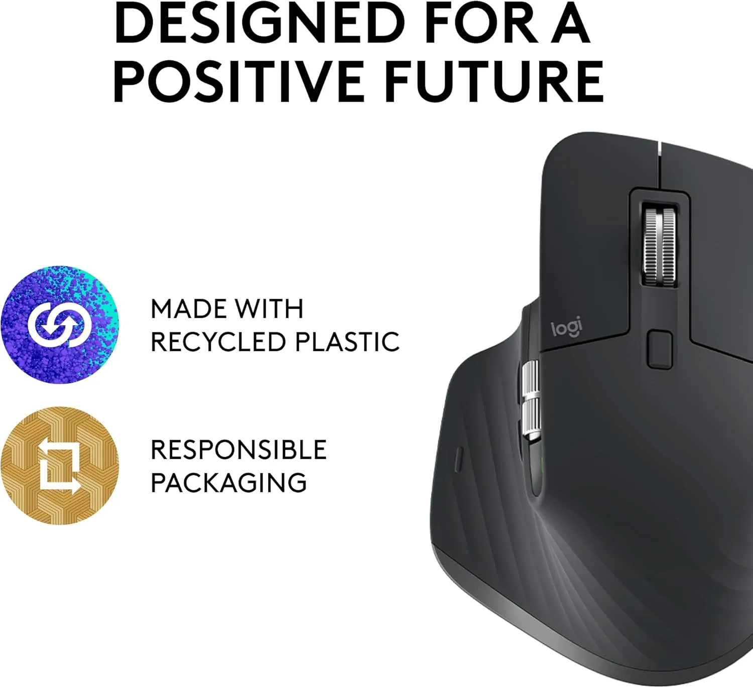 Logitech MX Master 3S Wireless Mouse, Ultra-fast Scrolling, Ergo, 8K DPI, Track on Glass, Quiet Clicks, USB-C, Bluetooth, Windows, Linux, Chrome - Graphite