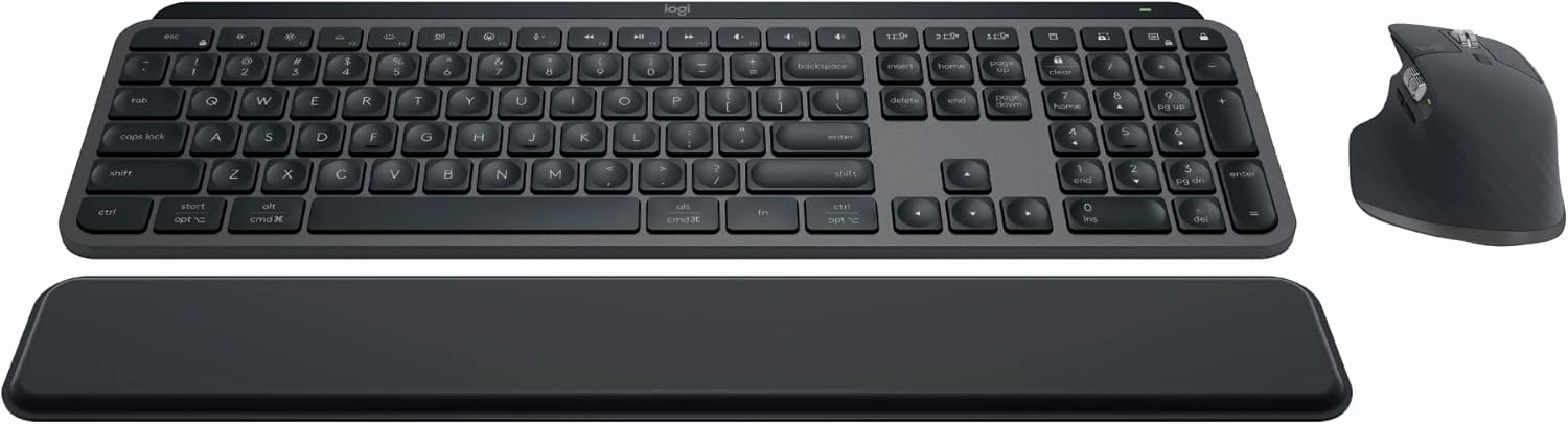 Logitech MX Keys S Combo - Performance Wireless Keyboard and Mouse with Palm Rest, Customizable Illumination, Fast Scrolling, Bluetooth, USB C, for Windows, Linux, Chrome, Mac