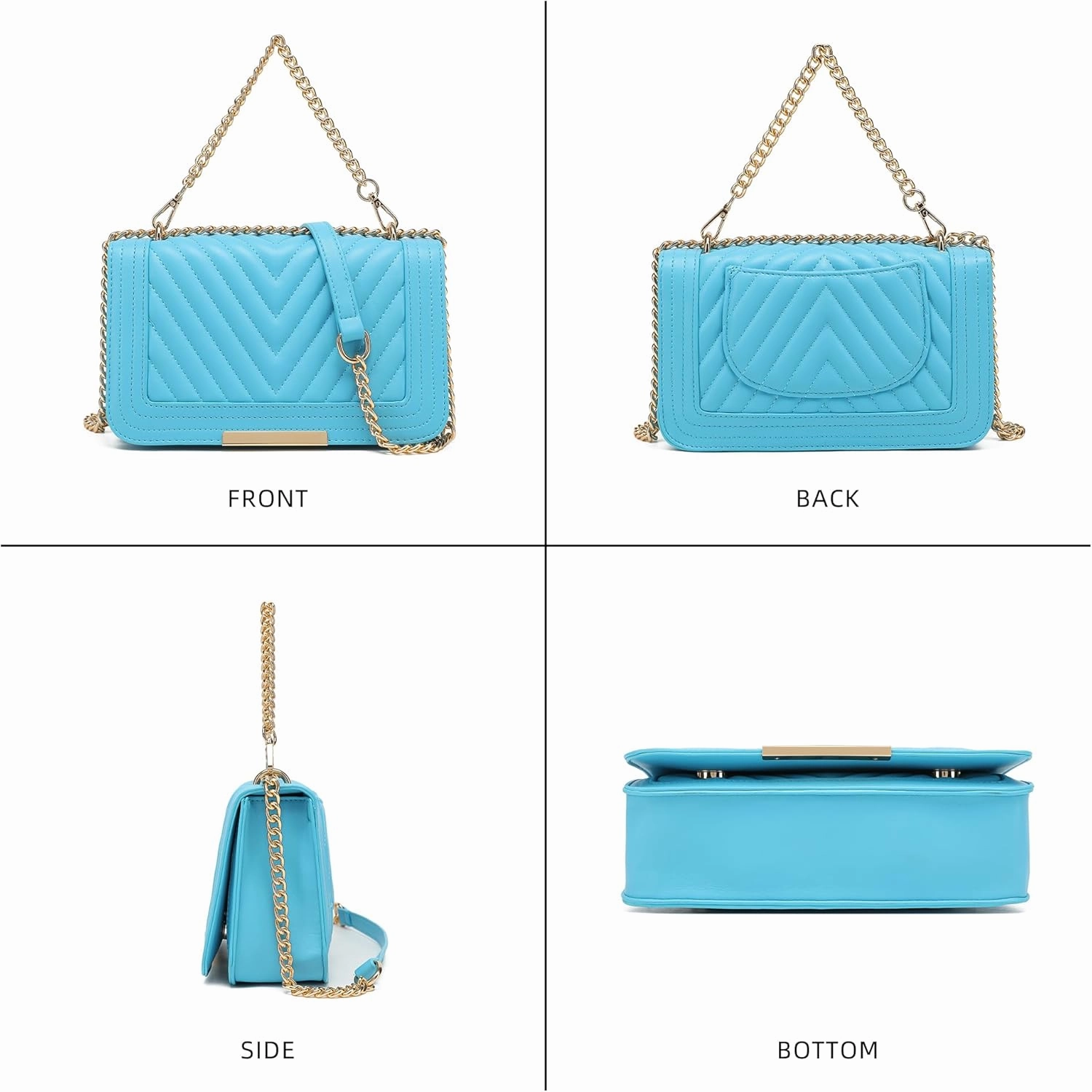 lola mae Crossbody Bags for Women Fashion Quilted Shoulder purse with Convertible Chain Strap Classic Satchel Handbag