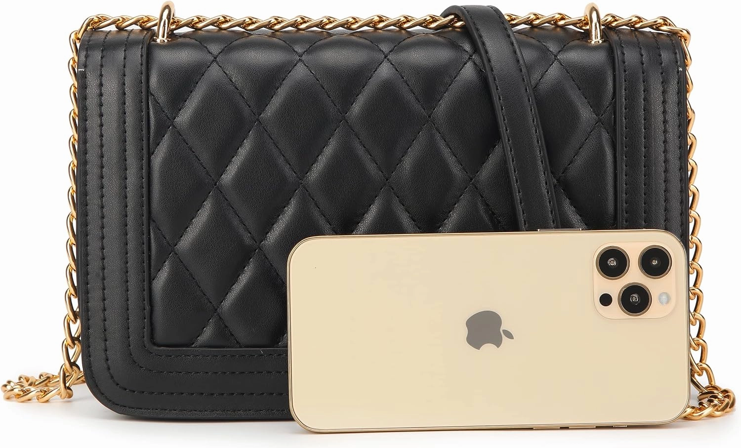 lola mae Crossbody Bags for Women Fashion Quilted Shoulder purse with Convertible Chain Strap Classic Satchel Handbag