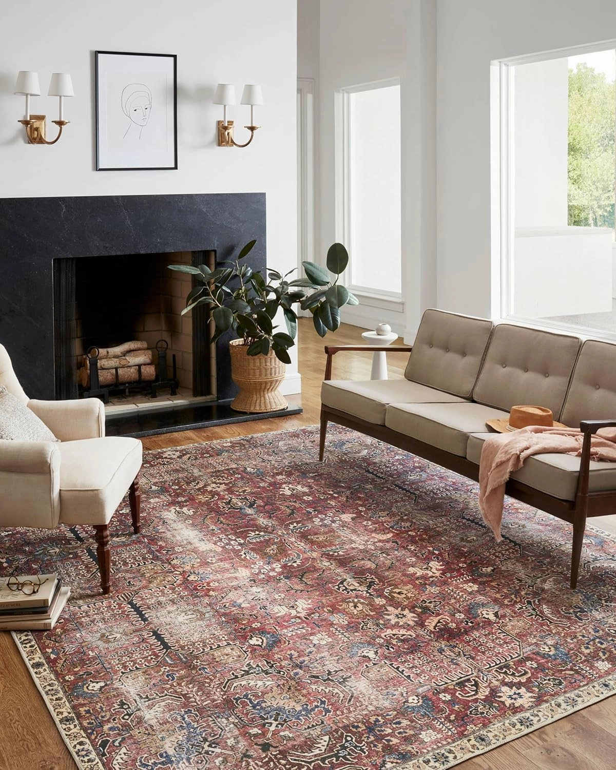 Loloi Chris Loves Julia Jules Collection JUL-01 Merlot/Multi 2'-3'' x 3'-9'', .13" Pile Height, Accent Rug