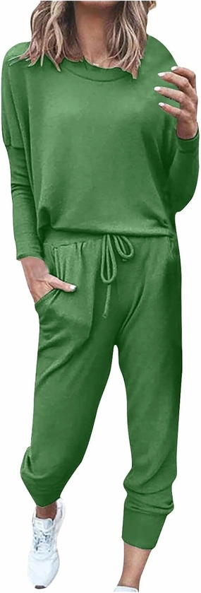 Lounge Sets for Women 2025 Crewneck Pullover Top and Long Pants Tracksuit Half Zip Sweatshirt and Wide Leg Sweatpant