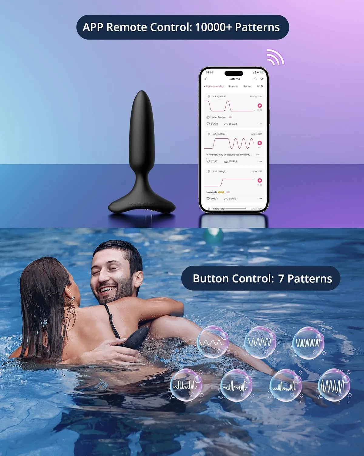 LOVENSE Hush 2 Vibrating Butt Plug 1.0", Silicone Anal Vibrator for Men with Remote Control, Waterproof and Rechargeable Big Plug Vibration Machine for Women, Adult Anal Plug Sex Toys for Couples