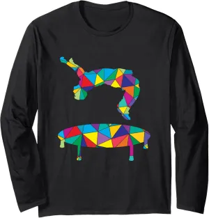 Low Poly Art Freerun Polygon Art Trampoline Parkour Backflip Long Sleeve T-Shirt