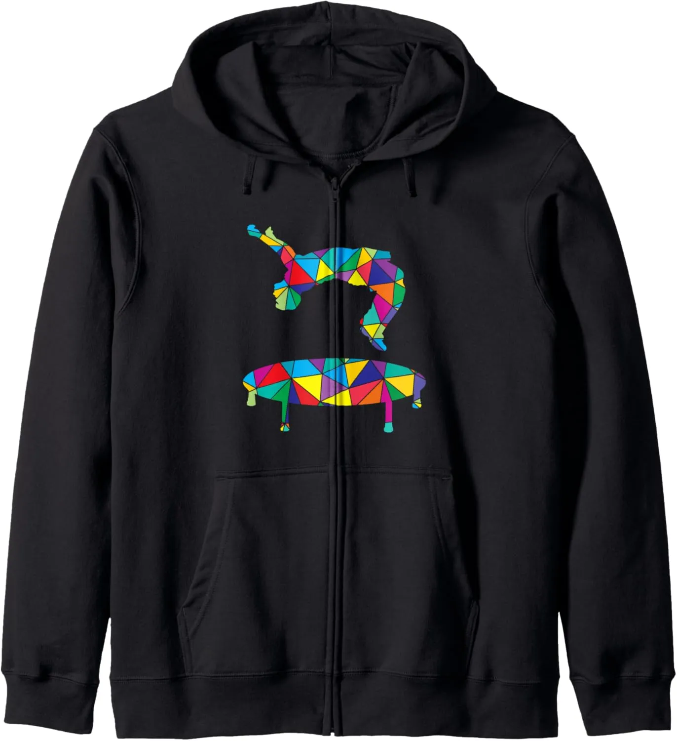 Low Poly Art Freerun Polygon Art Trampoline Parkour Backflip Zip Hoodie