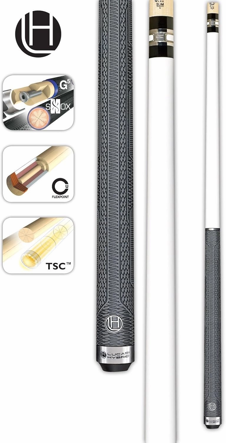 Lucasi Hybrid LHT87 White Thorsten Hohmann Series Cue with Upgraded Zero Flex Slim Technology Shaft
