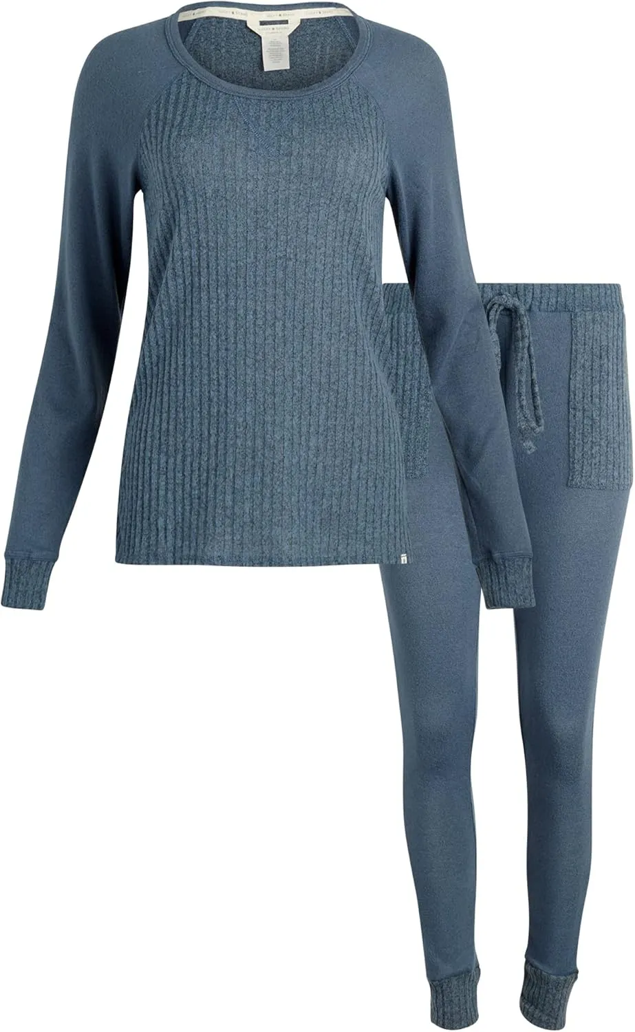 Lucky Brand Women's Pajama Set - 2 Piece Ribbed Hacci Long Sleeve and Joggers Sleepwear