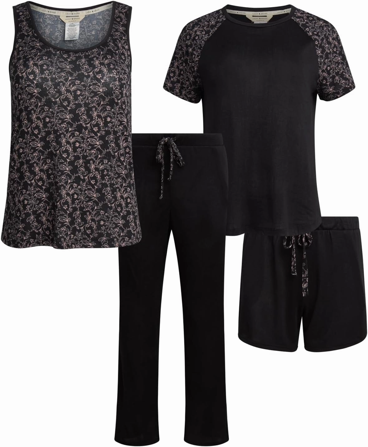 Lucky Brand 4-Piece Lounge Pajamas Sets For Women - Buttery Soft Top, Tank Top, Shorts and Pants