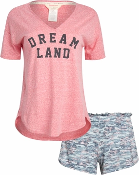 Lucky Brand Women's Drapy Graphic Tee T-Shirt and Short Pajama Set