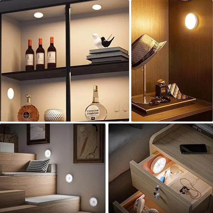 Lumiq: Motion Sensor LED Night Light, USB Rechargeable, Auto-On Cabinet Light with Warm Glow for Wardrobe, Stairs, Hallway, Kitchen & Closet Use (Pack of 2)