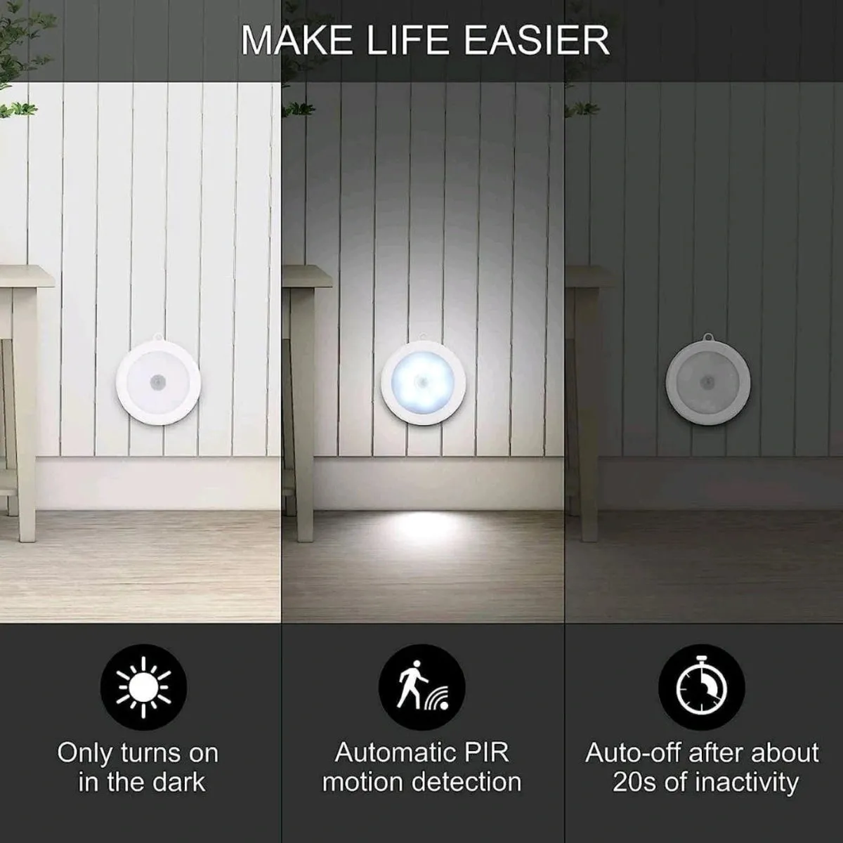 Lumiq: Motion Sensor LED Night Light, USB Rechargeable, Auto-On Cabinet Light with Warm Glow for Wardrobe, Stairs, Hallway, Kitchen & Closet Use (Pack of 2)