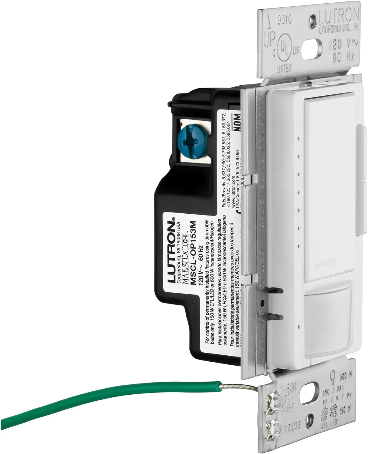 Lutron Maestro LED  Dimmer and Vacancy Sensor, Single Pole and Multi-Location, MSCL-VP153M-HT, Hot