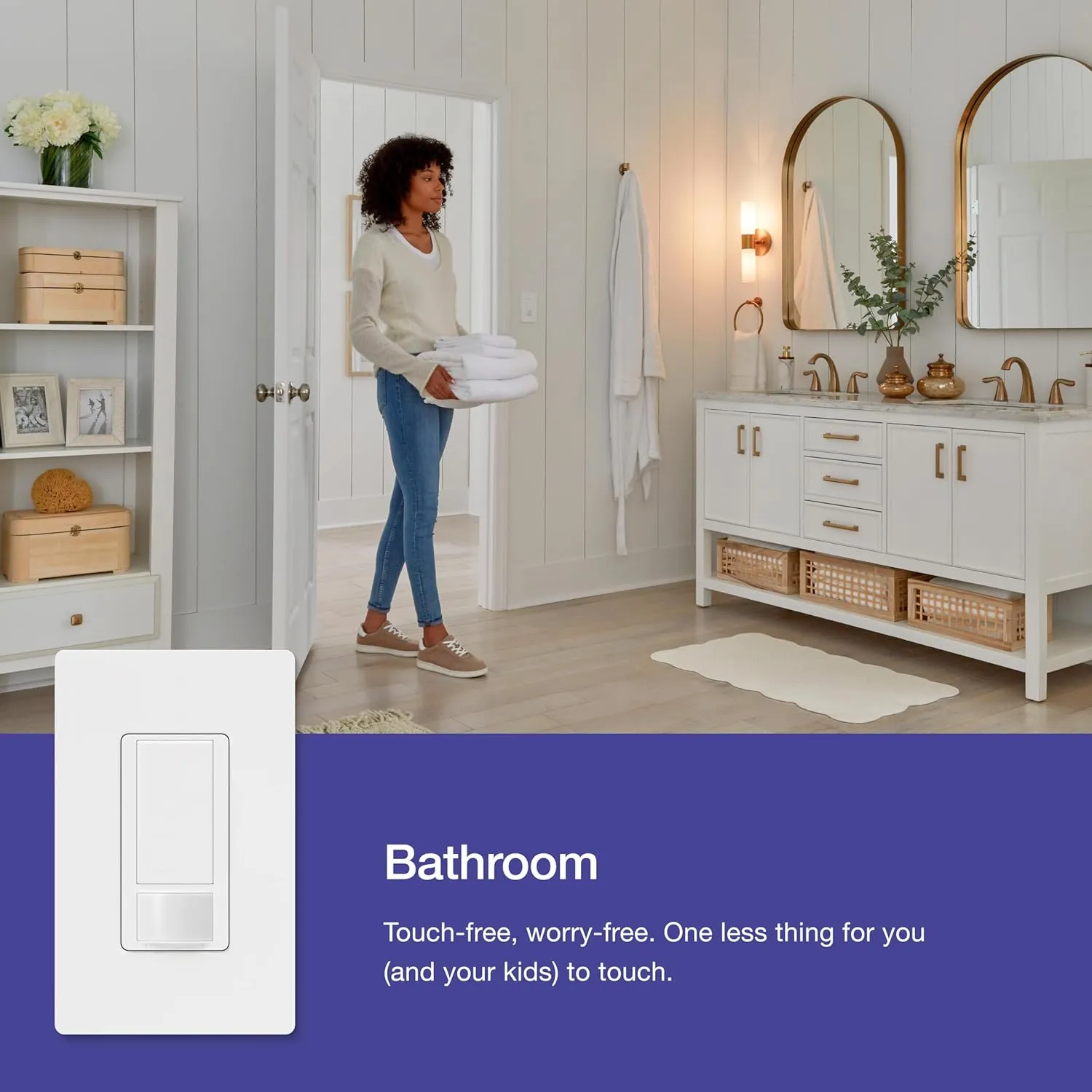 Lutron Maestro Motion Sensor Light Switch for Bathroom, Garage, Laundry Room, and Closet, for Any Light Bulbs, Occupancy and Vacancy Sensor, Single-Pole Only, No Neutral Required, MS-OPS2-BL, Black