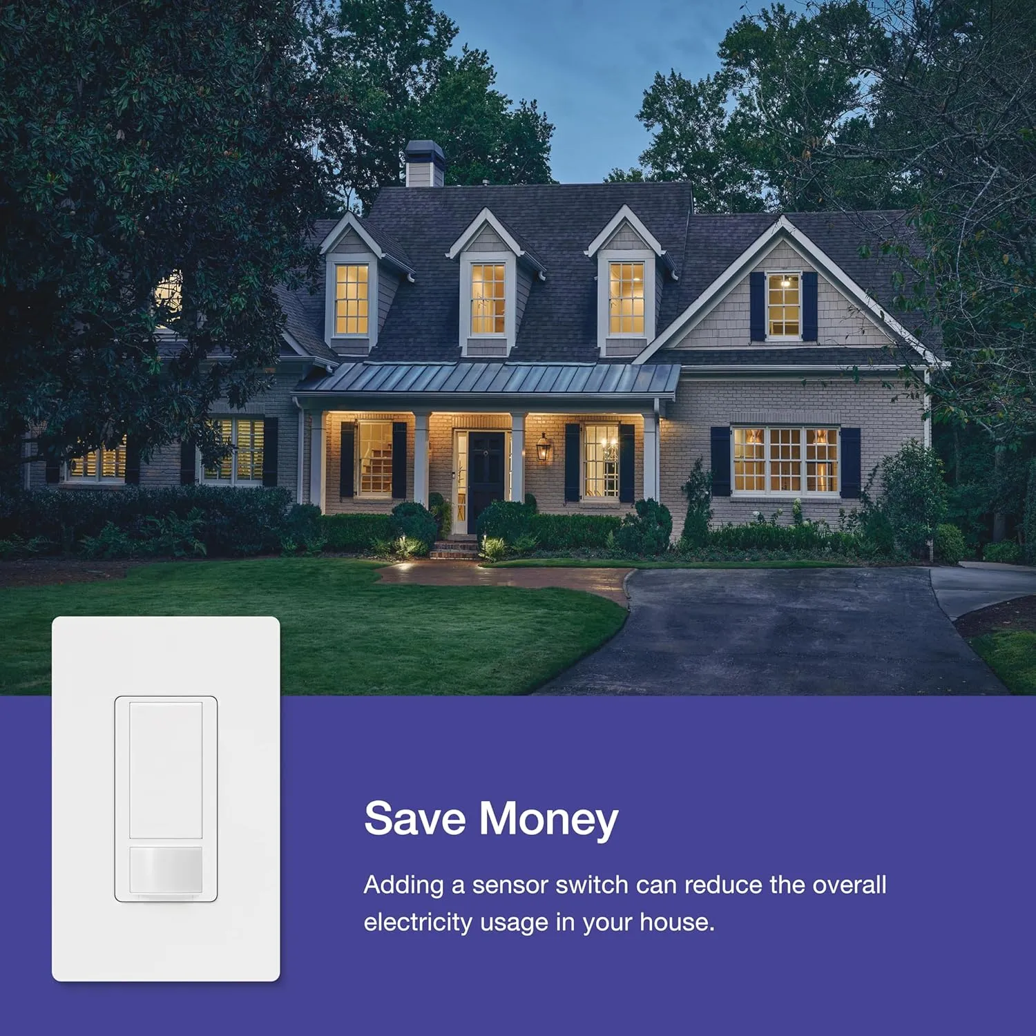 Lutron Maestro Motion Sensor Light Switch for Bathroom, Garage, Laundry Room, and Closet, for Any Light Bulbs, Occupancy and Vacancy Sensor, Single-Pole Only, No Neutral Required, MS-OPS2-BL, Black