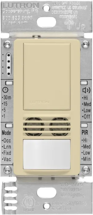 Lutron MS-A102-IV Maestro Dual Tech Occupancy Sensor Switch, no neutral required, 6 Amp Single-Pole, Ivory