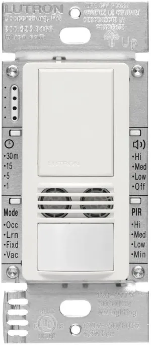 Lutron MS-A102-WH Maestro Dual Tech Occupancy Sensor Switch, no neutral required, 6 Amp Single-Pole, White