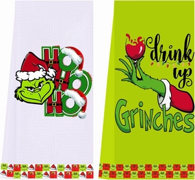 LXOMILL Christmas Grinch Kitchen Towels, Grinch Bathroom Hand Towels, Grinch Christmas Decorations, Grinch Kitchen Towels, Grinch Bathroom Decor, Housewarming Gift, Host Hostess Gift