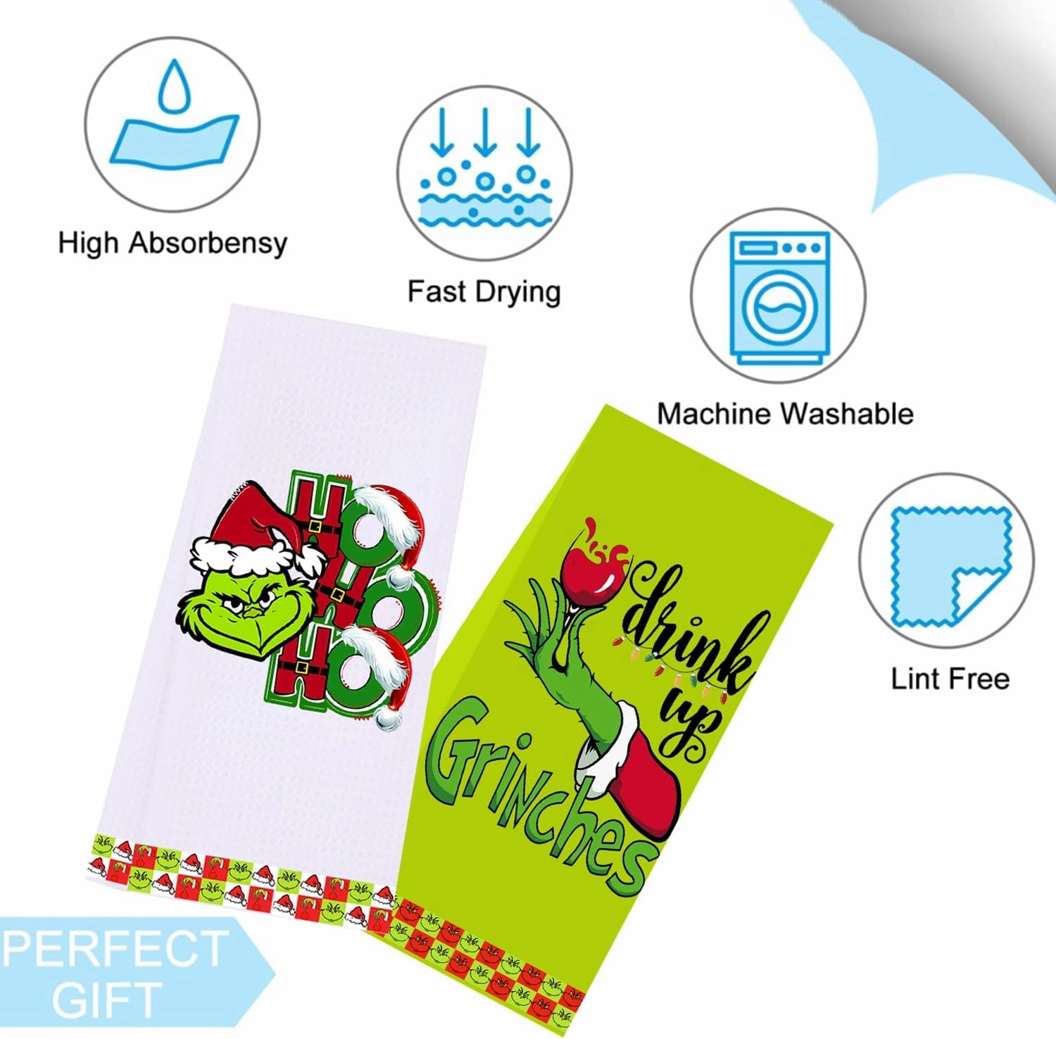 LXOMILL Christmas Grinch Kitchen Towels, Grinch Bathroom Hand Towels, Grinch Christmas Decorations, Grinch Kitchen Towels, Grinch Bathroom Decor, Housewarming Gift, Host Hostess Gift