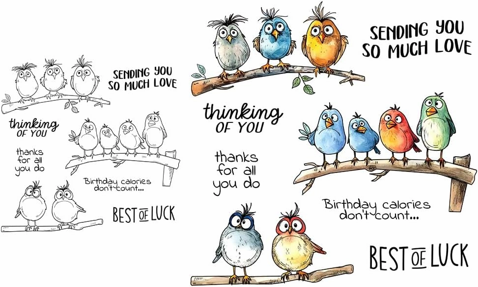 LZBRDY Funny & Cute Birds Branch Clear Stamps and Dies - DIY Scrapbooking and Photo Album Decor