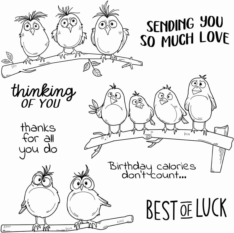 LZBRDY Funny & Cute Birds Branch Clear Stamps and Dies - DIY Scrapbooking and Photo Album Decor