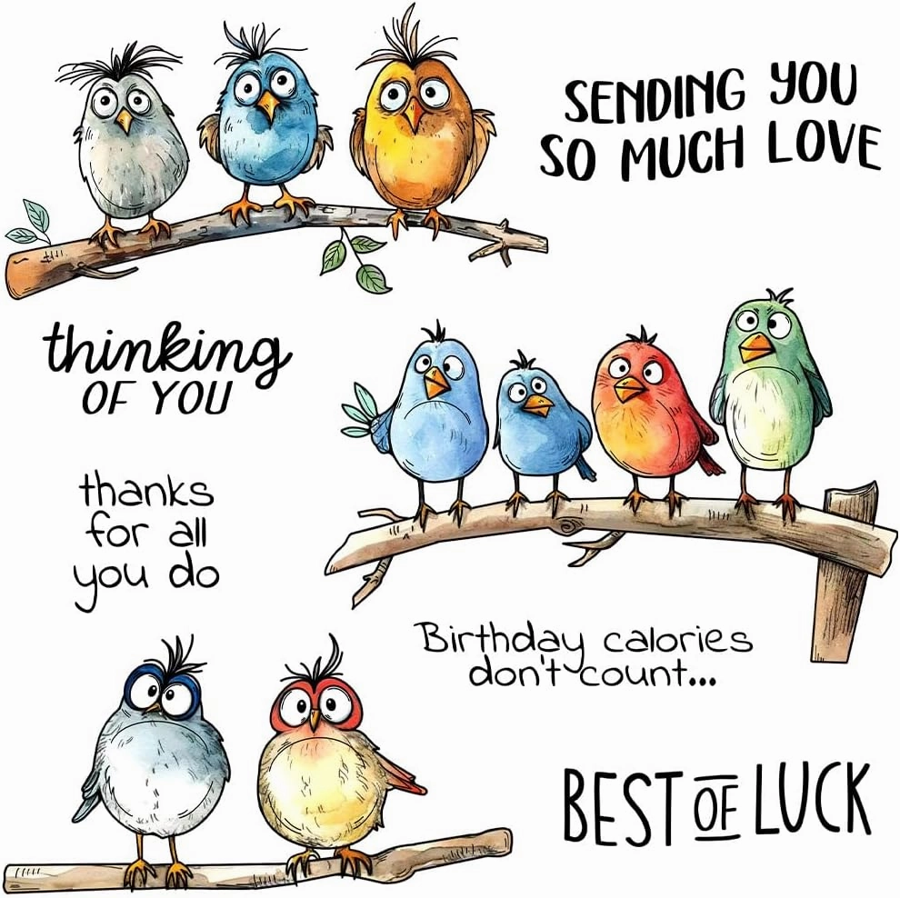 LZBRDY Funny & Cute Birds Branch Clear Stamps and Dies - DIY Scrapbooking and Photo Album Decor