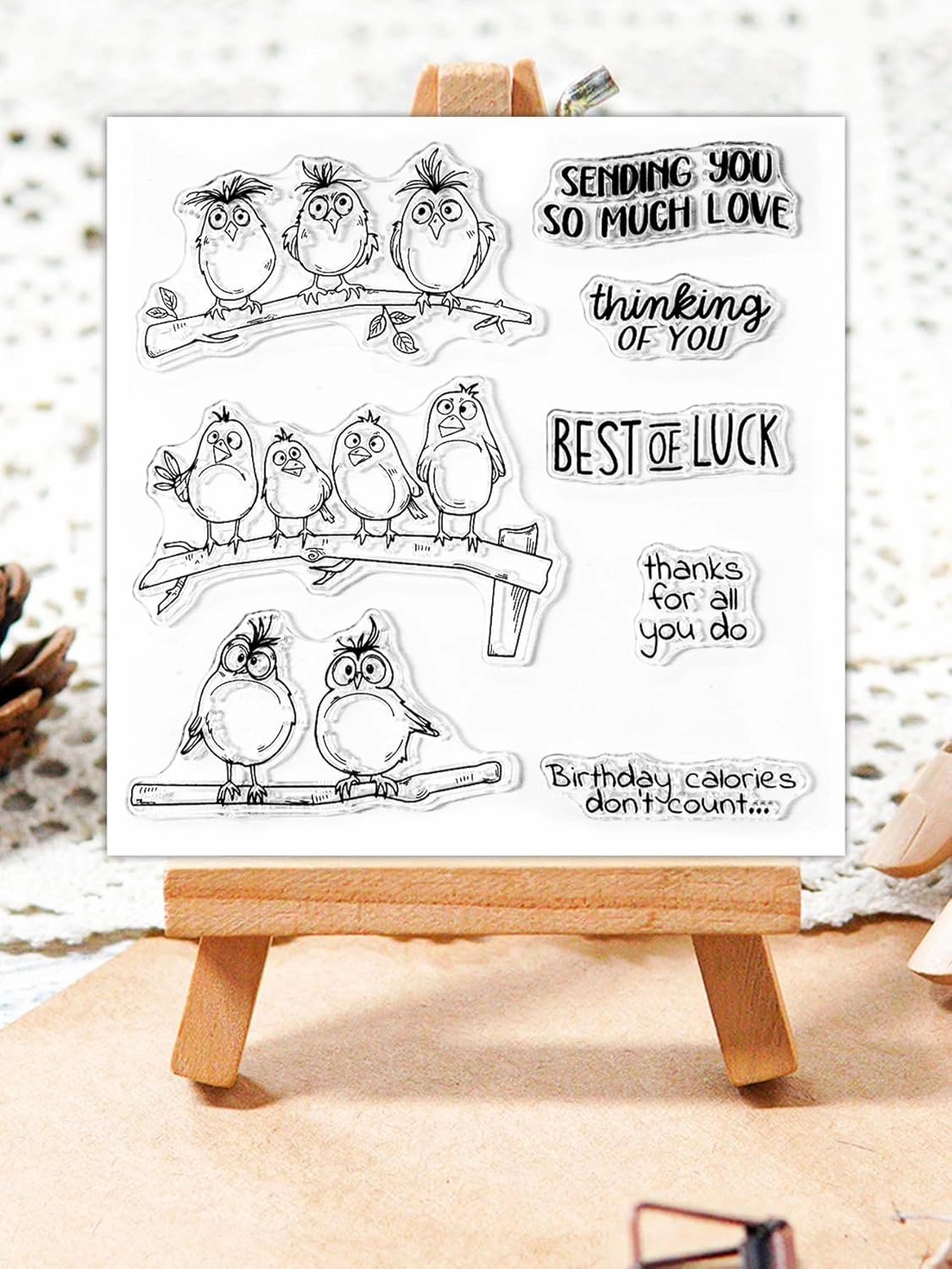 LZBRDY Funny & Cute Birds Branch Clear Stamps and Dies - DIY Scrapbooking and Photo Album Decor