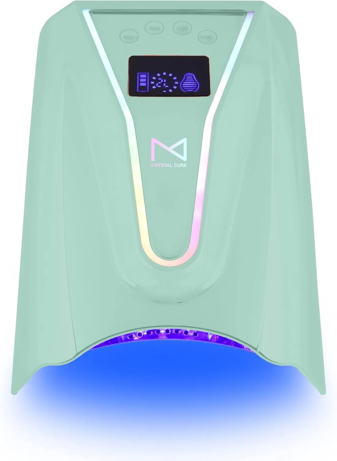M - Crystal Cure 128W UV/LED Nail Lamp | Fast Curing with 45 Powerful 365nm 405nm LEDs | Cordless, Rechargeable, Auto Sensor | Professional Gel Nail Dryer for Manicures & Pedicures (Teal)