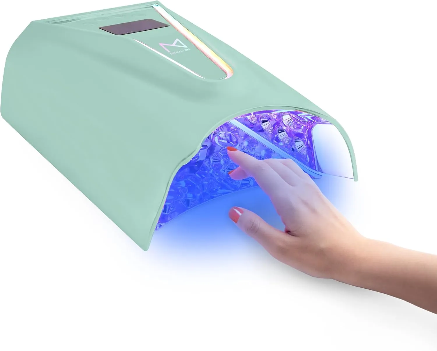 M - Crystal Cure 128W UV/LED Nail Lamp | Fast Curing with 45 Powerful 365nm 405nm LEDs | Cordless, Rechargeable, Auto Sensor | Professional Gel Nail Dryer for Manicures & Pedicures (Teal)