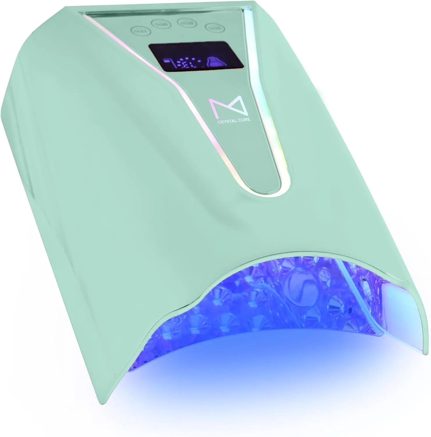 M - Crystal Cure 128W UV/LED Nail Lamp | Fast Curing with 45 Powerful 365nm 405nm LEDs | Cordless, Rechargeable, Auto Sensor | Professional Gel Nail Dryer for Manicures & Pedicures (Teal)