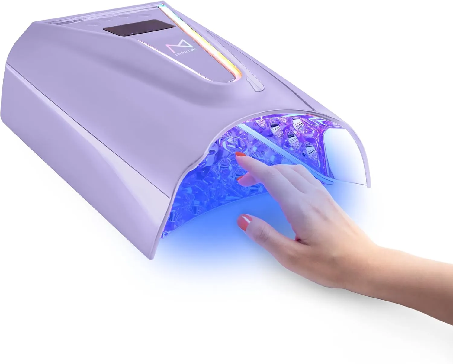 M - Crystal Cure 128W UV/LED Nail Lamp | Fast Curing with 45 Powerful 365nm 405nm LEDs | Cordless, Rechargeable, Auto Sensor | Professional Gel Nail Dryer for Manicures & Pedicures (Violet)