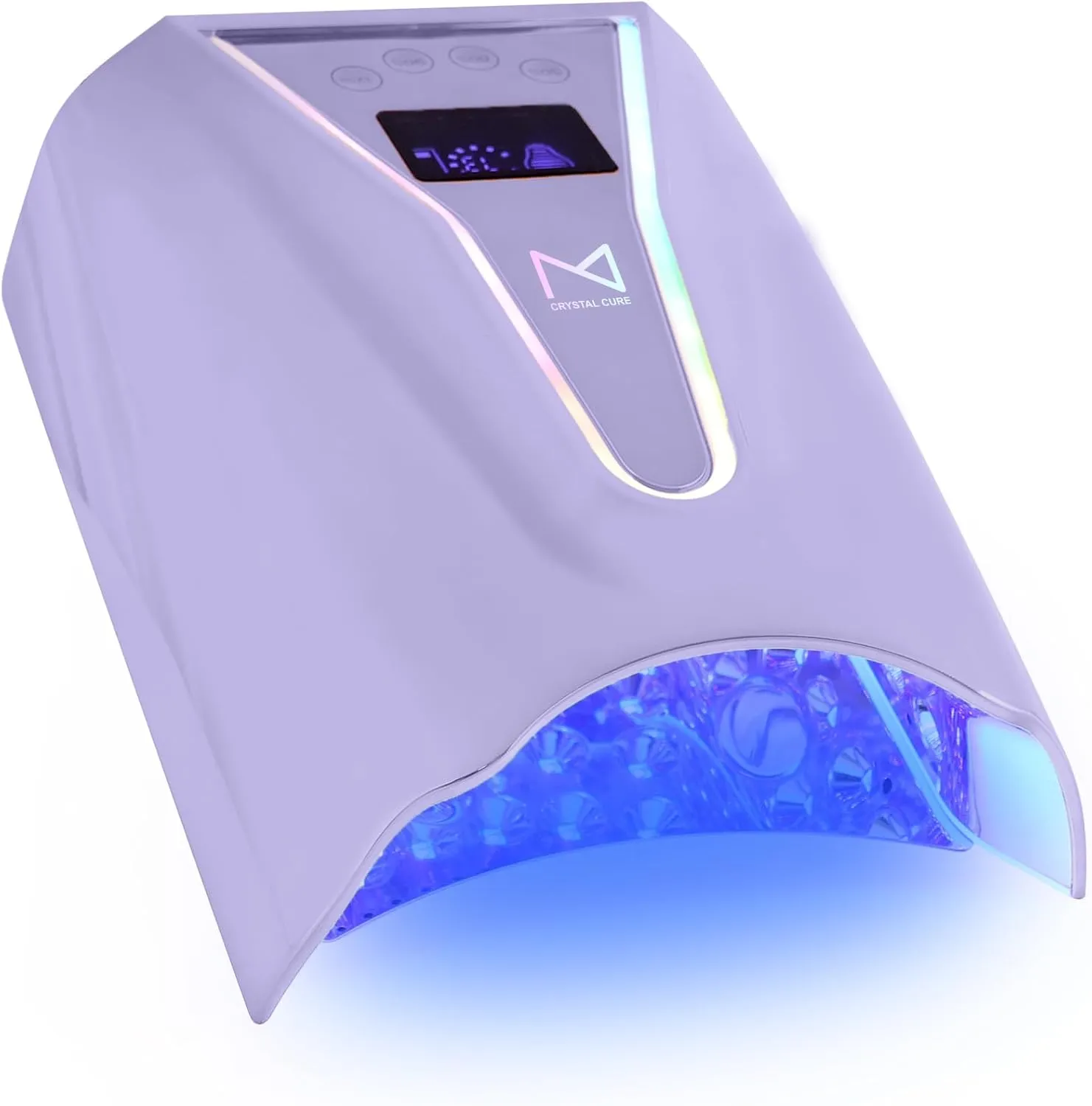 M - Crystal Cure 128W UV/LED Nail Lamp | Fast Curing with 45 Powerful 365nm 405nm LEDs | Cordless, Rechargeable, Auto Sensor | Professional Gel Nail Dryer for Manicures & Pedicures (Violet)