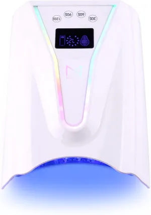 M - Crystal Cure 128W UV/LED Nail Lamp | Fast Curing with 45 Powerful 365nm 405nm LEDs | Cordless, Rechargeable, Auto Sensor | Professional Gel Nail Dryer for Manicures & Pedicures (White)