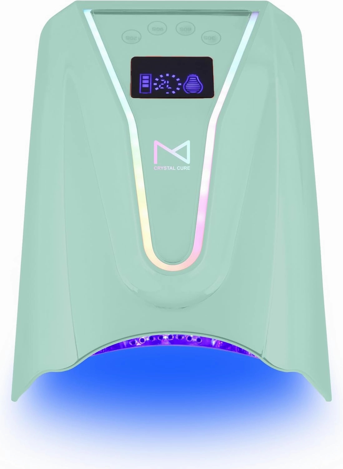M - Crystal Cure 128W UV/LED Nail Lamp | Fast Curing with 45 Powerful 365nm 405nm LEDs | Cordless, Rechargeable, Auto Sensor | Professional Gel Nail Dryer for Manicures & Pedicures (Teal)