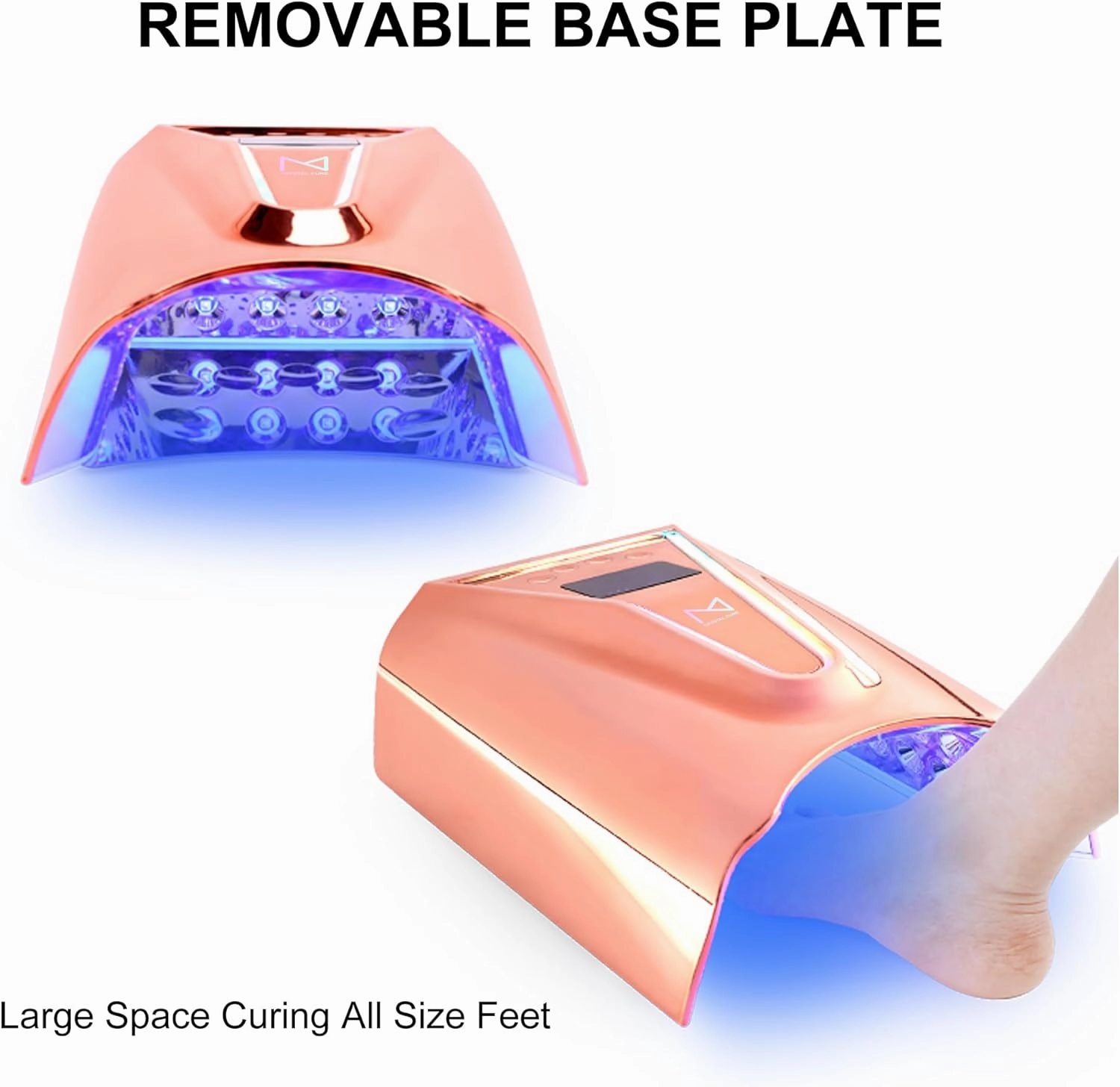 M - Crystal Cure 128W UV/LED Nail Lamp | Fast Curing with 45 Powerful 365nm 405nm LEDs | Cordless, Rechargeable, Auto Sensor | Professional Gel Nail Dryer for Manicures & Pedicures (Violet)