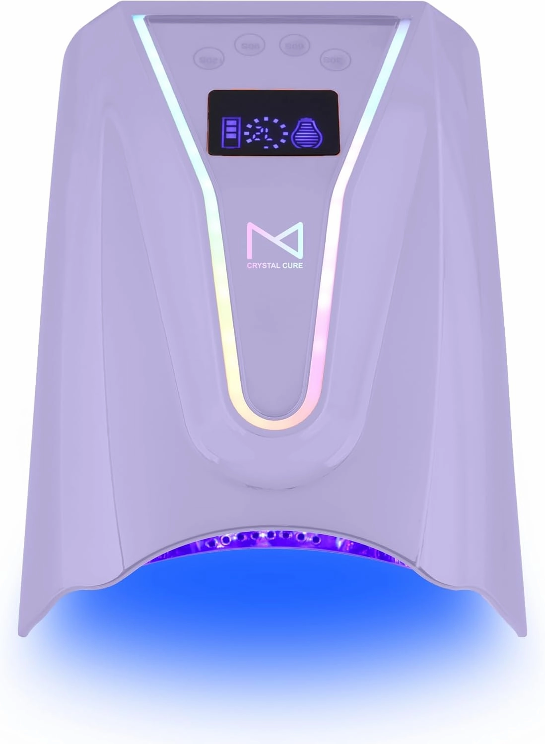 M - Crystal Cure 128W UV/LED Nail Lamp | Fast Curing with 45 Powerful 365nm 405nm LEDs | Cordless, Rechargeable, Auto Sensor | Professional Gel Nail Dryer for Manicures & Pedicures (Violet)